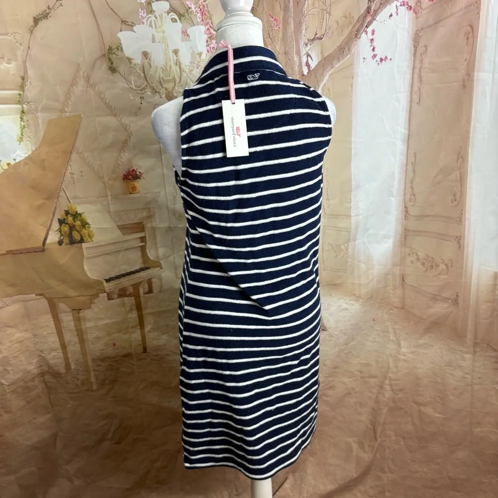 NEW Vineyard Vines Terry Towel Women's Navy Striped Dress - Picture 8 of 11